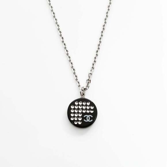 CHANEL Silver Logo Necklace
